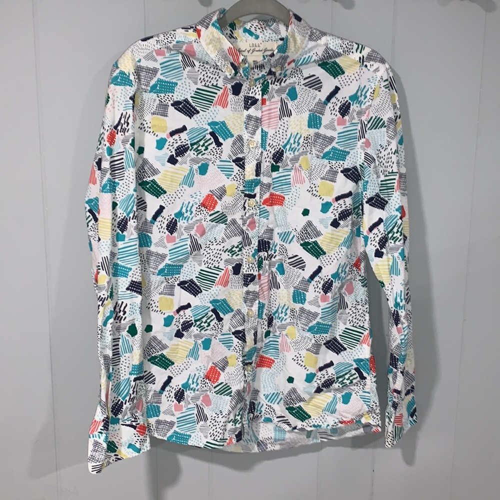 L.O.G.G. H&M Patterned Color-Block Button-Up Long… - image 1